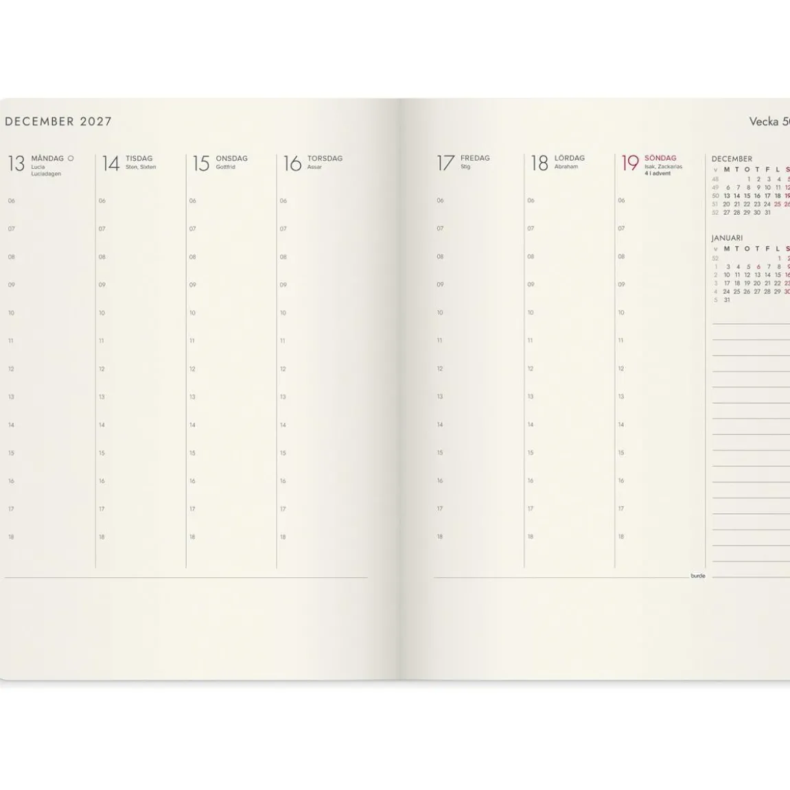 Almanacka Burde 5966 Agency Forma DeLuxe 2027 Svart