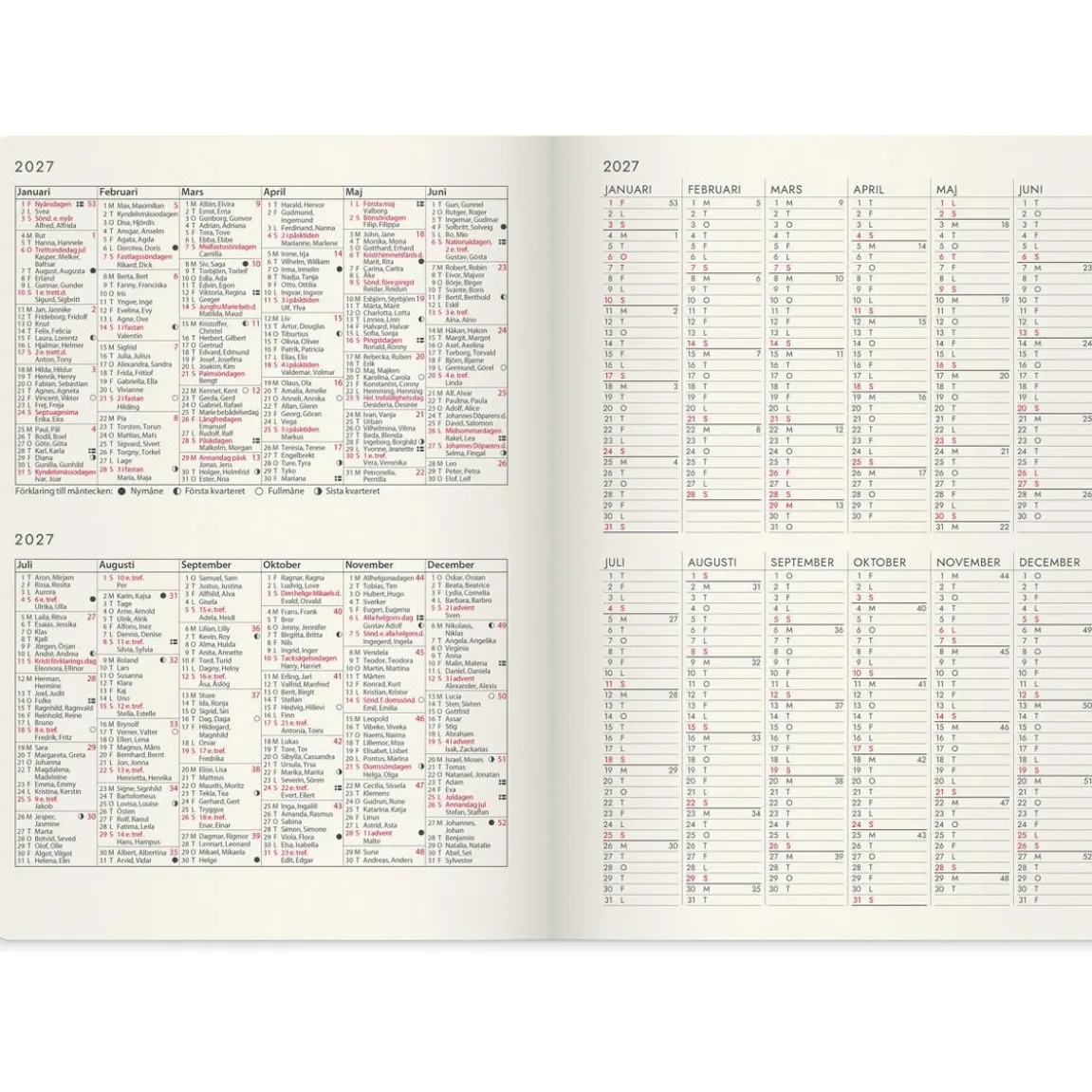 Almanacka Burde 5966 Agency Forma DeLuxe 2027 Svart