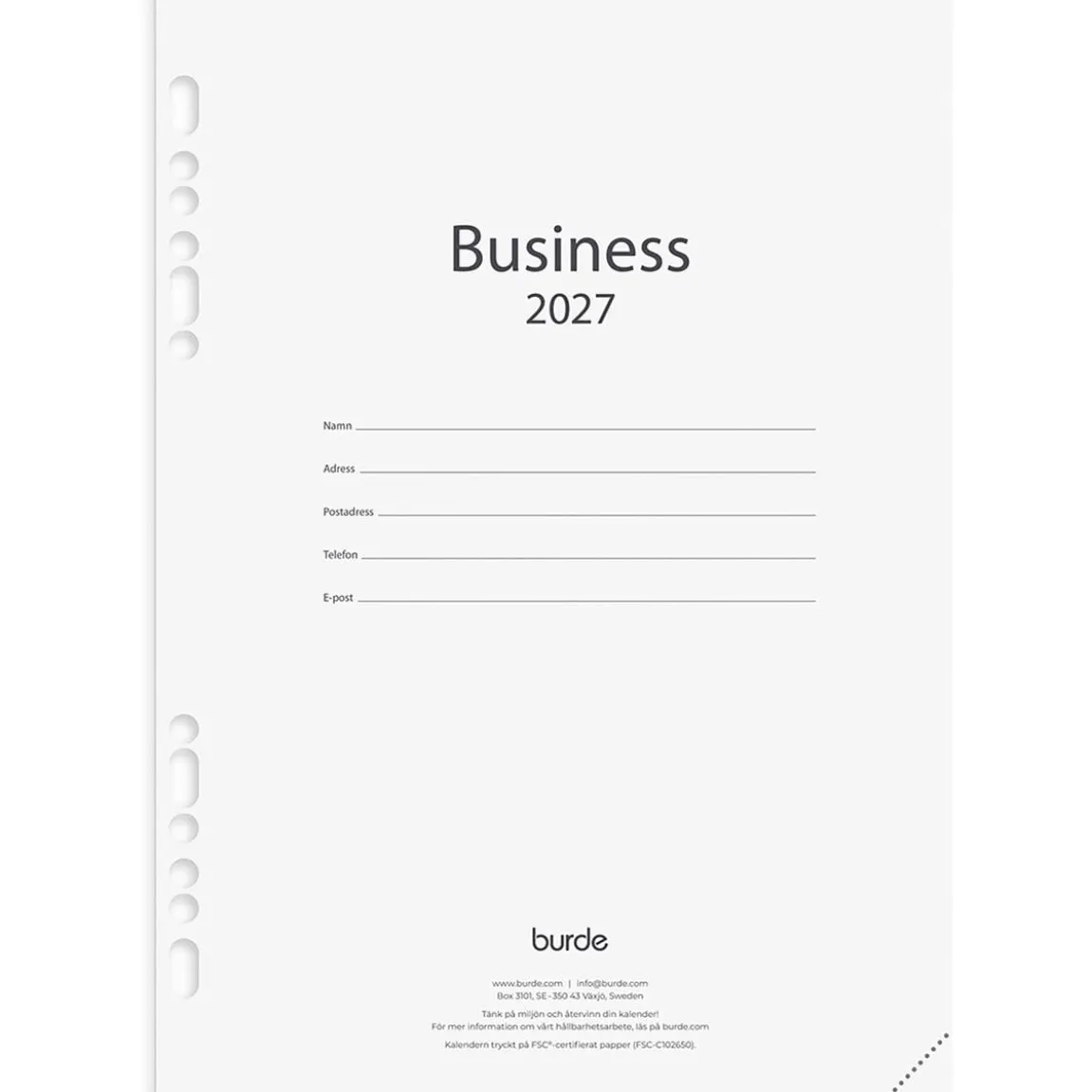 Almanacka Burde 4801 Business Kalendersats 2027