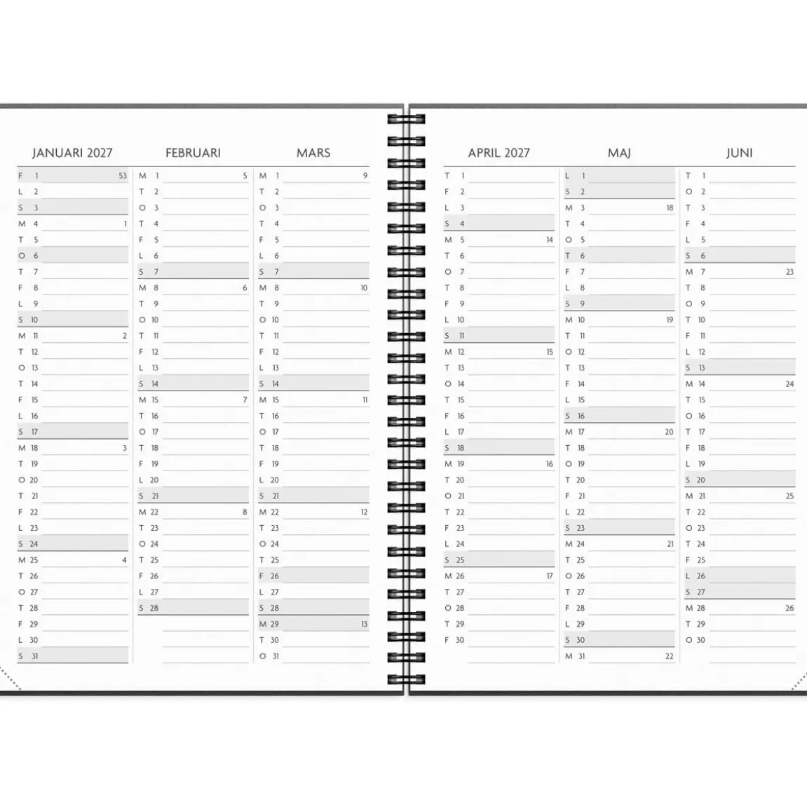 Almanacka Burde 1271 Få det gjort 2027 Svart