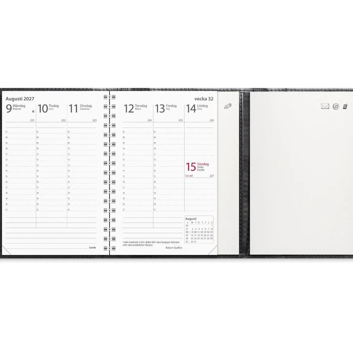 Almanacka Burde 3396 Prestige De Luxe Skinn 2027 Svart
