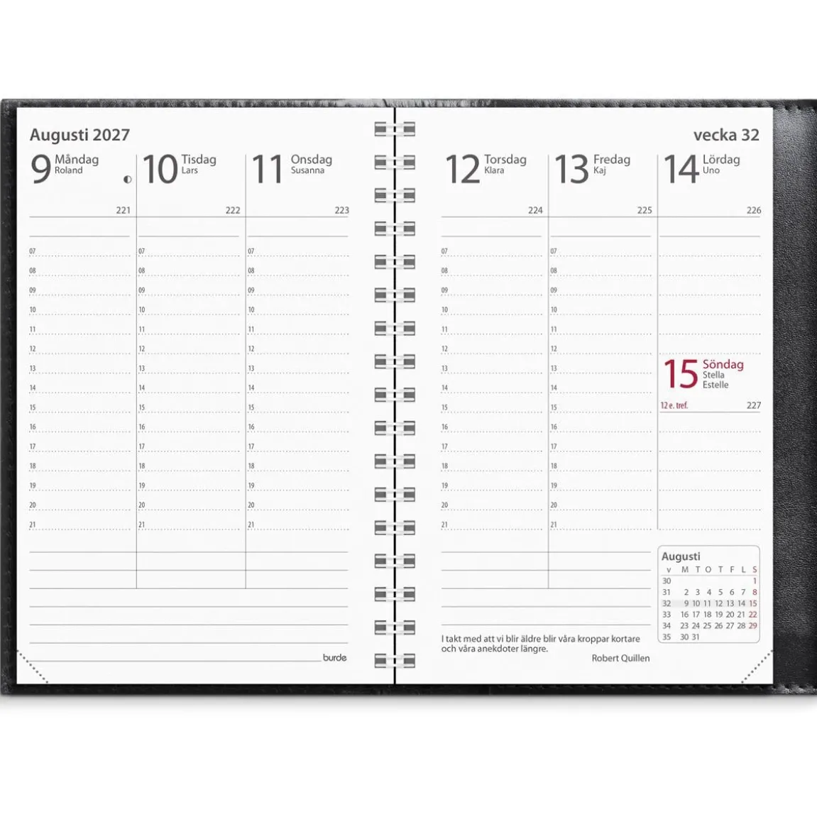 Almanacka Burde 3396 Prestige De Luxe Skinn 2027 Svart