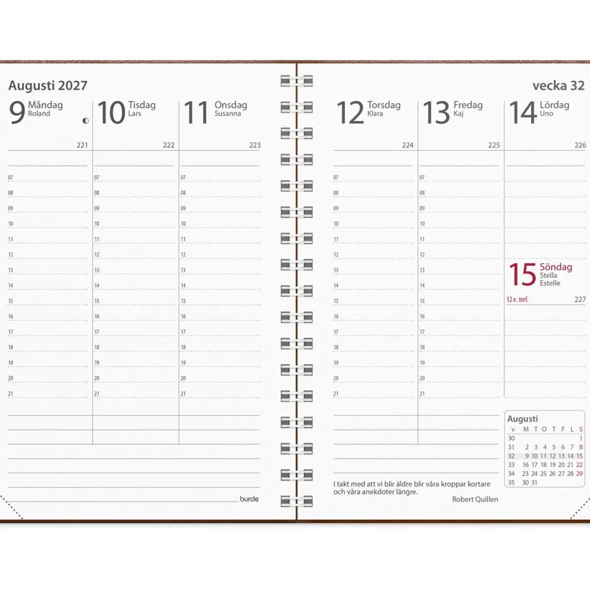 Almanacka Burde 3357 Prestige Konstläder 2027 Cognac