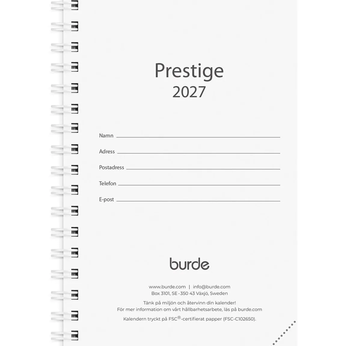Almanacka Burde 3340 Prestige Refill 2027