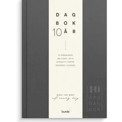 Almanacka Burde 1134 10-årsdagbok Linnetextil Mörkgrå