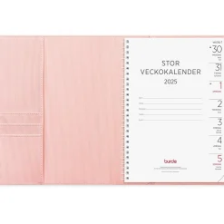 Almanacka Burde 5309 Stor Veckokalender Amelia 2025 Rosa A5