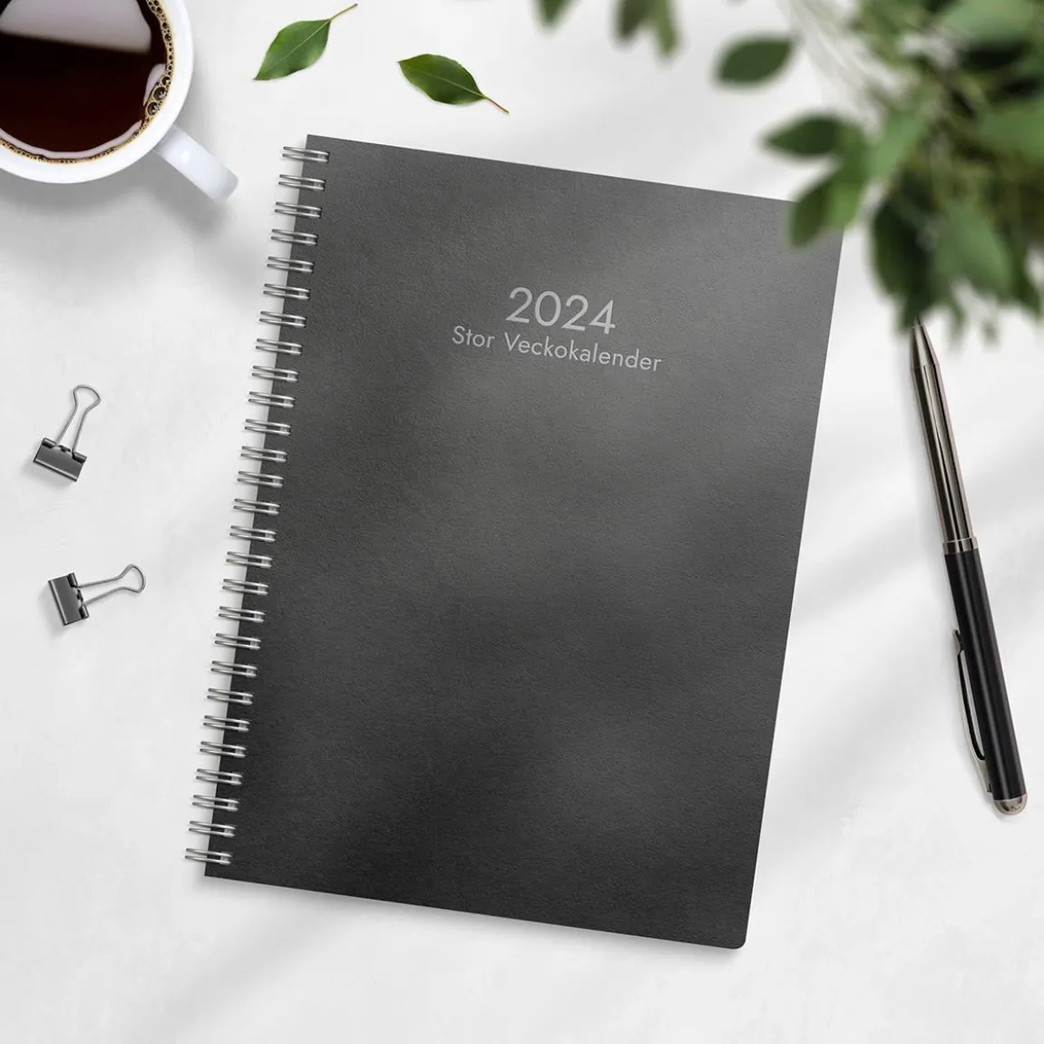 Almanacka Burde 5108 Stor Veckokalender ECO Line 2027 Svart