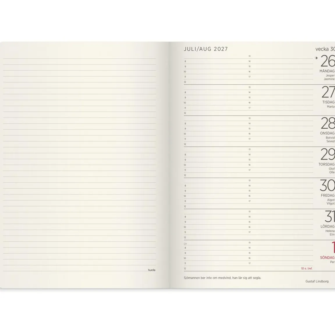 Almanacka Burde 5962 Stor Veckokalender Forma Deluxe 2027 A5