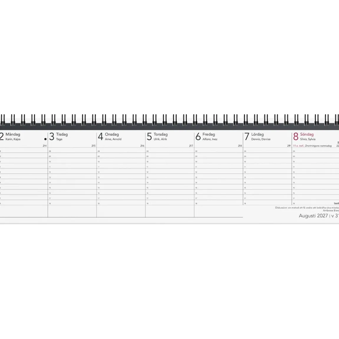 Almanacka Burde 1482 Veckoalmanackan Elegant 2027