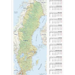 Almanacka Burde 5085 Väggblad Sverigekarta 2027