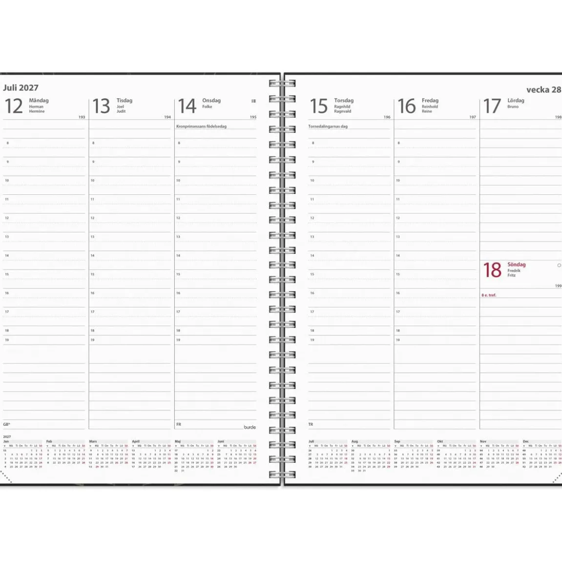 Almanacka Burde 5170 Weekly ECO Line 2027 Svart A5