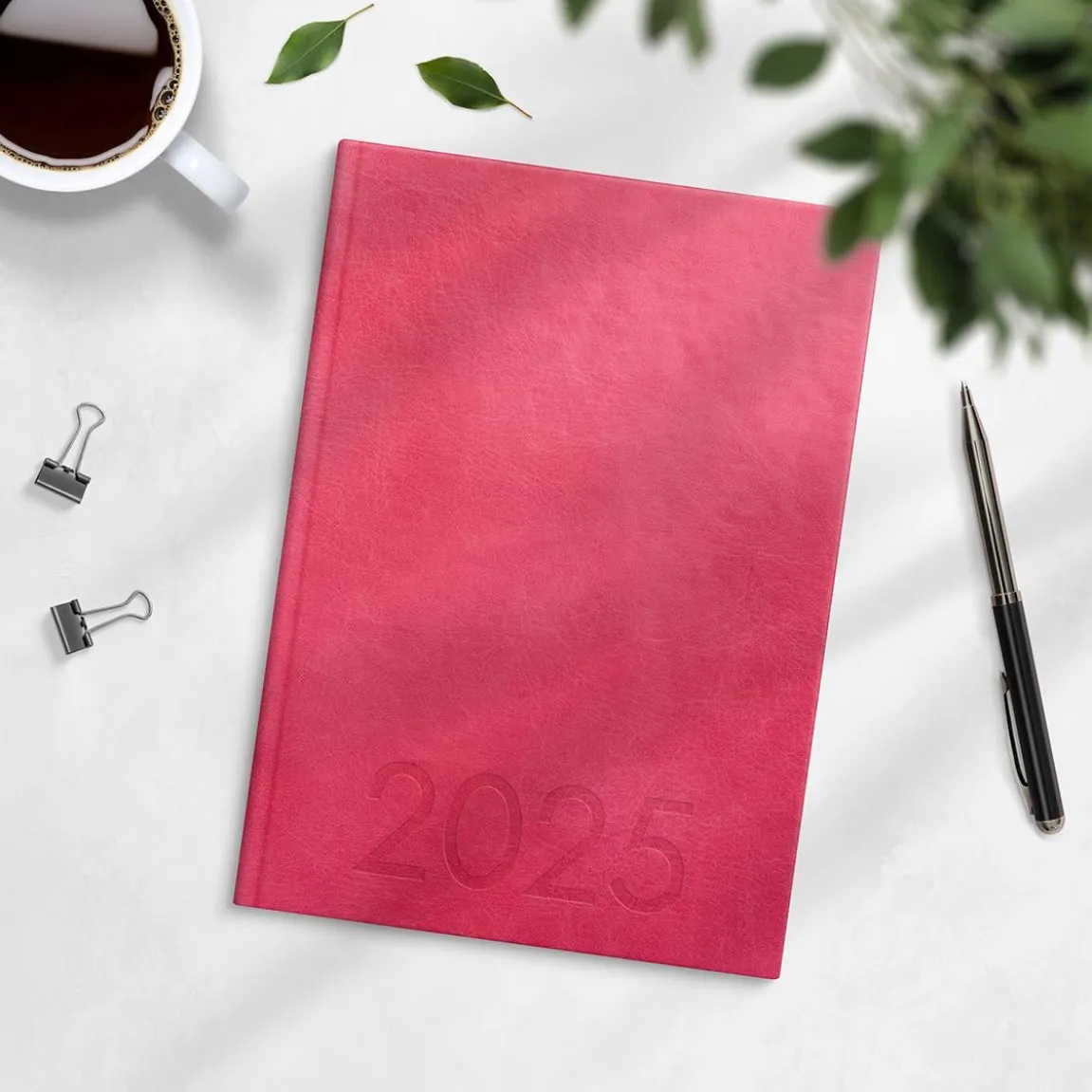 Almanacka Burde 1179 Weekly Konstläder Inbunden 2027 Rosa A5