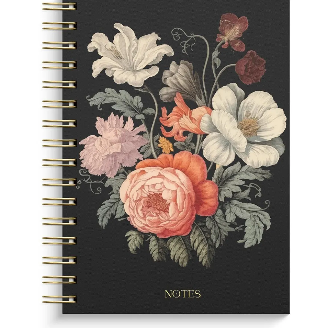Anteckningsbok Burde Dark Bloom Linjerad Svart A5