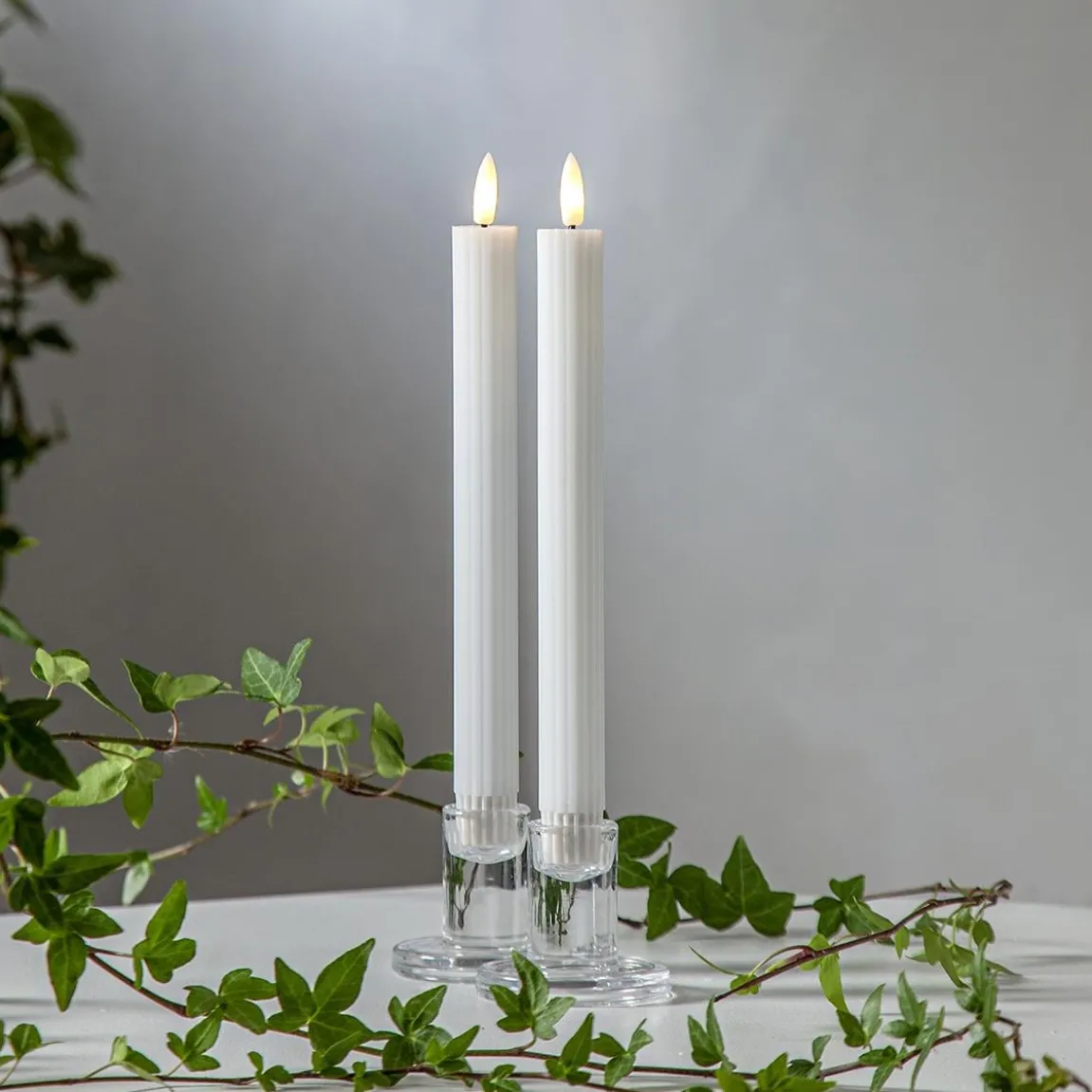 Antikljus LED Star Trading Flamme Stripe Vit