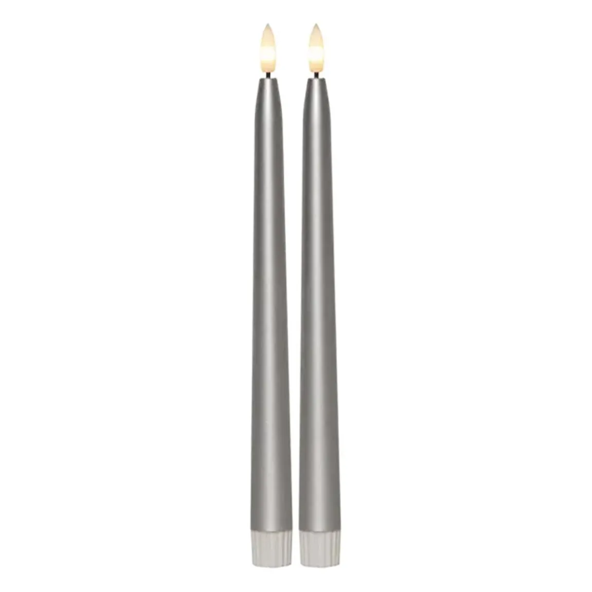 Antikljus Star Trading LED Flamme Metal Silver 28,5cm
