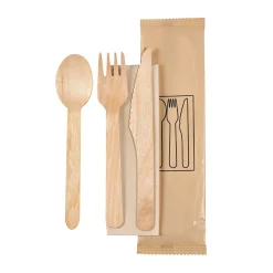 Bestickpåse Duni petit Kniv,gaffel vax trä brunservett 250/k