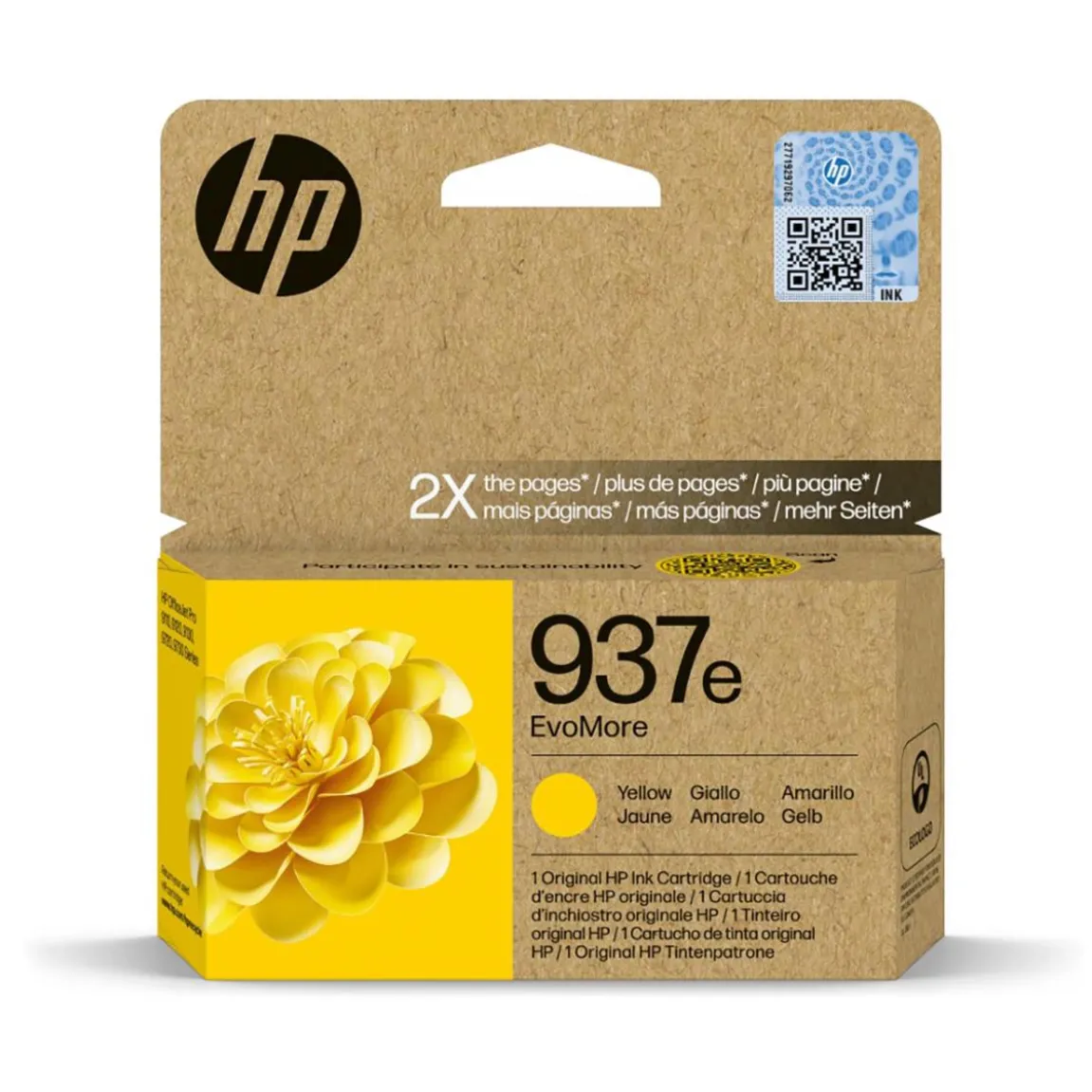 Bläckpatron HP 937e EvoMore XL 1650 Sidor 4S6W8NE#CE1 Gul