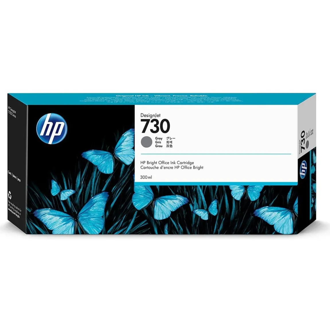 Bläckpatron HP 730 300ml P2V72A Grå