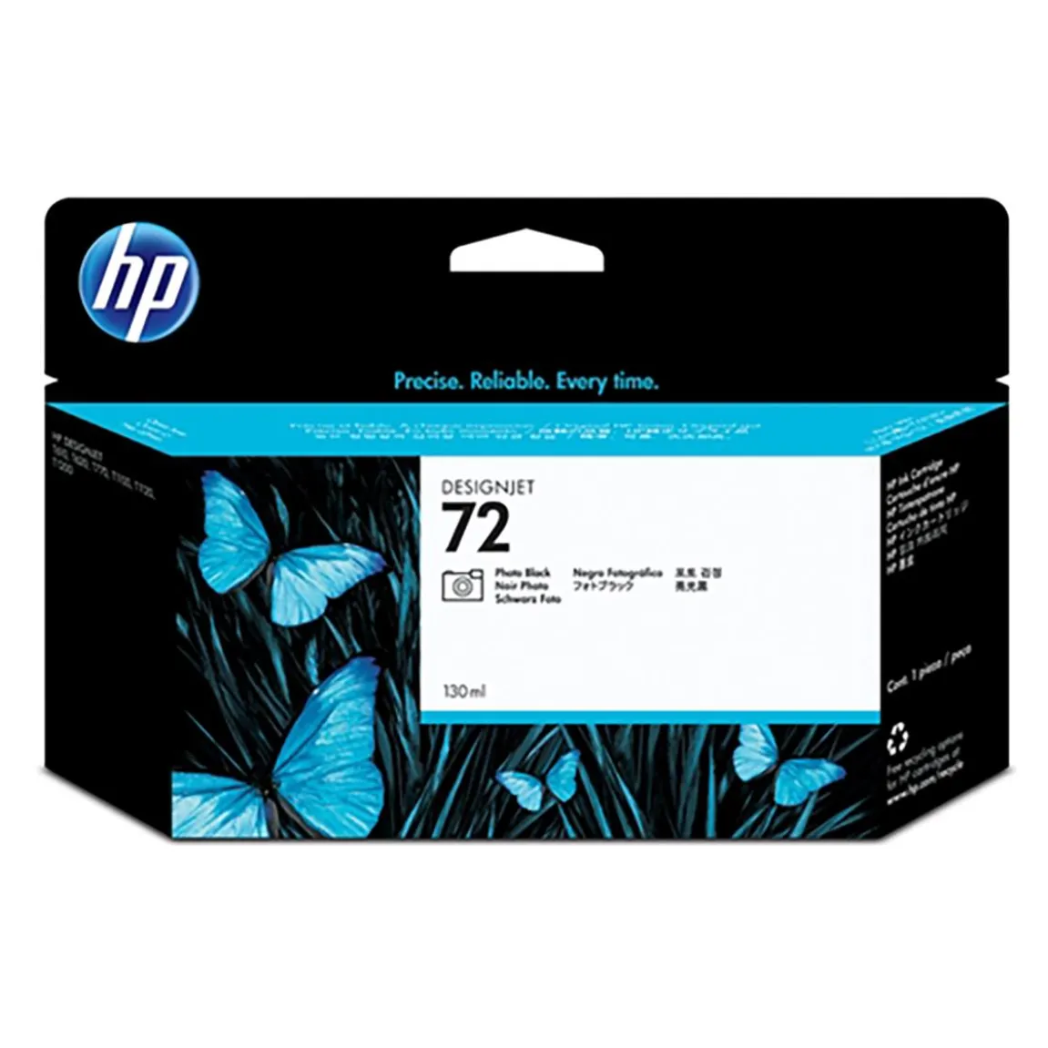 Bläckpatron HP No72 130ml C9370A Svart