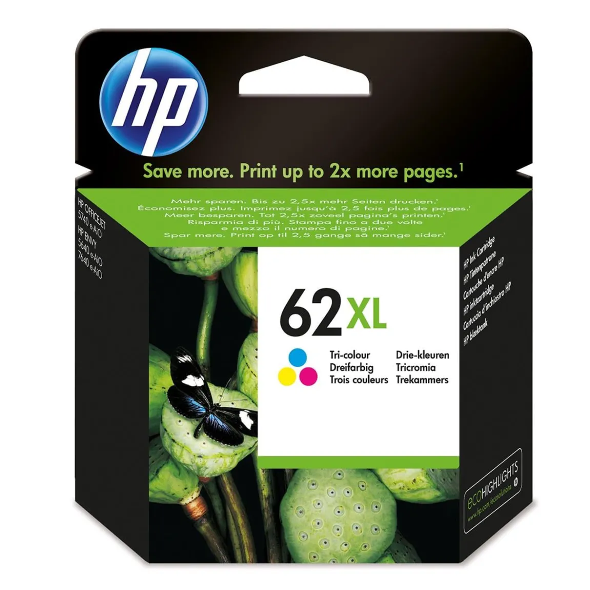 Bläckpatron HP No62XL C2P07AE 3-färg