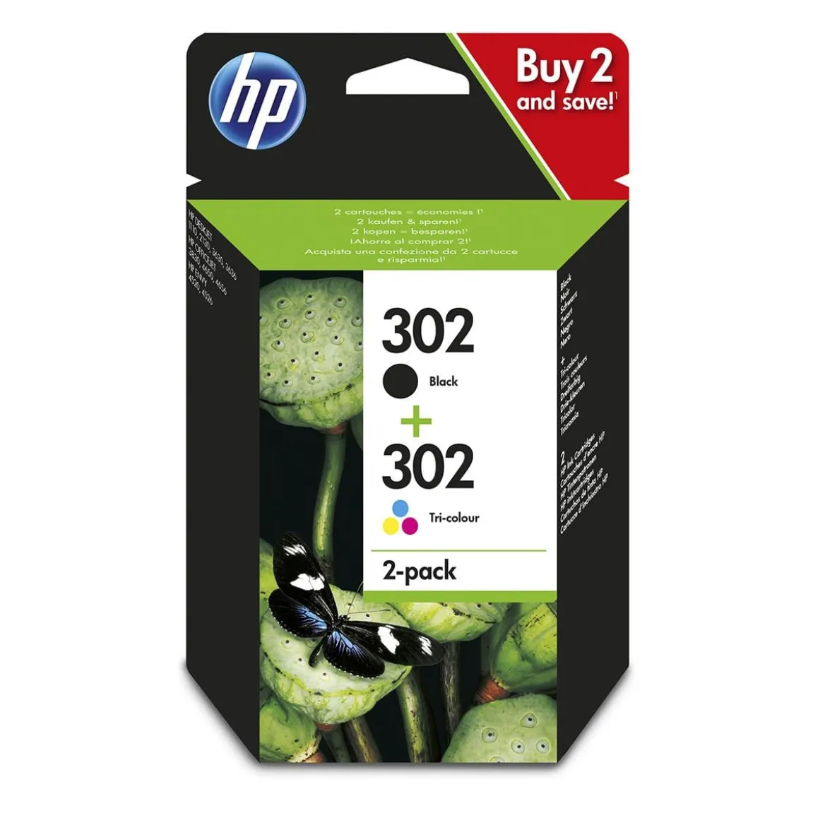 Bläckpatron HP 302 X4D37AE 3-färg 2-pack