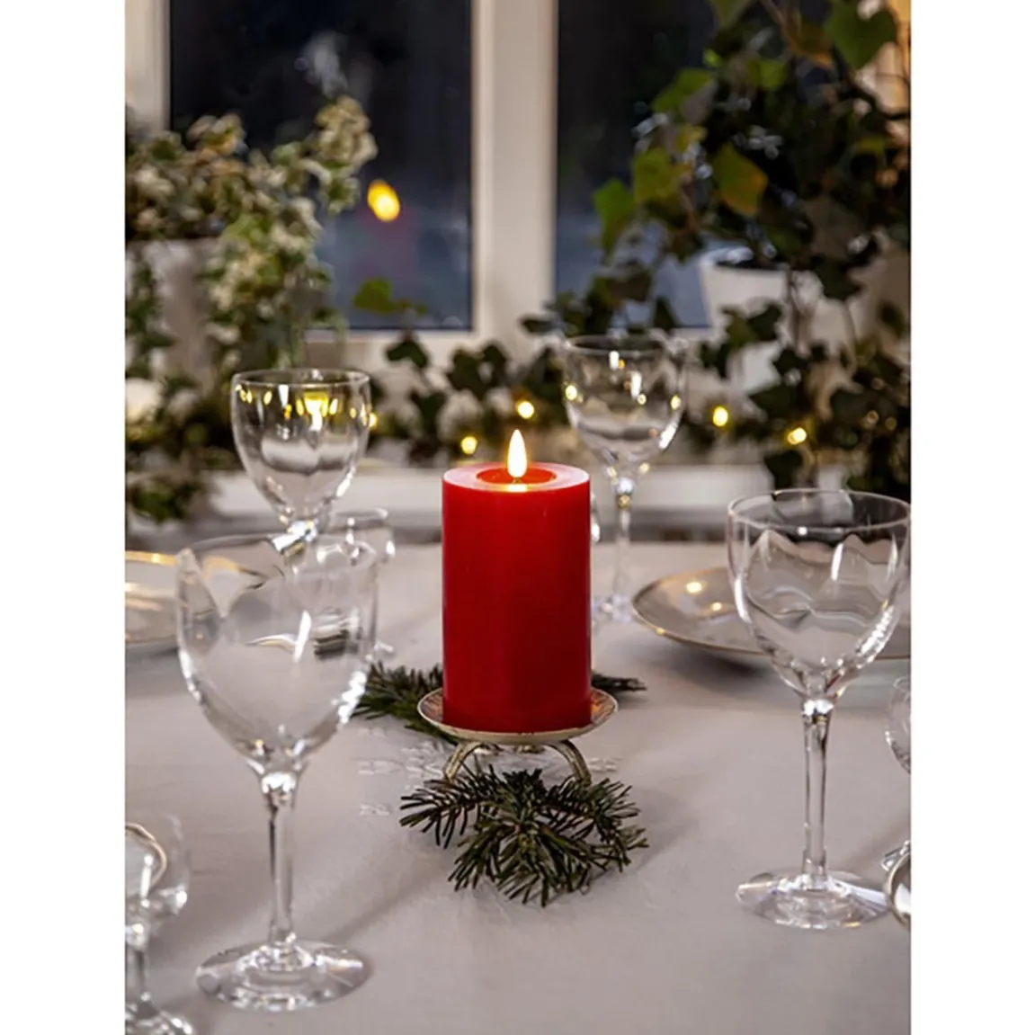 Blockljus LED Star Trading Flamme Flow Röd 75x150mm