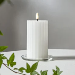 Blockljus LED Star Trading Flamme Stripe Vit
