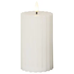 Blockljus LED Star Trading Flamme Stripe Vit