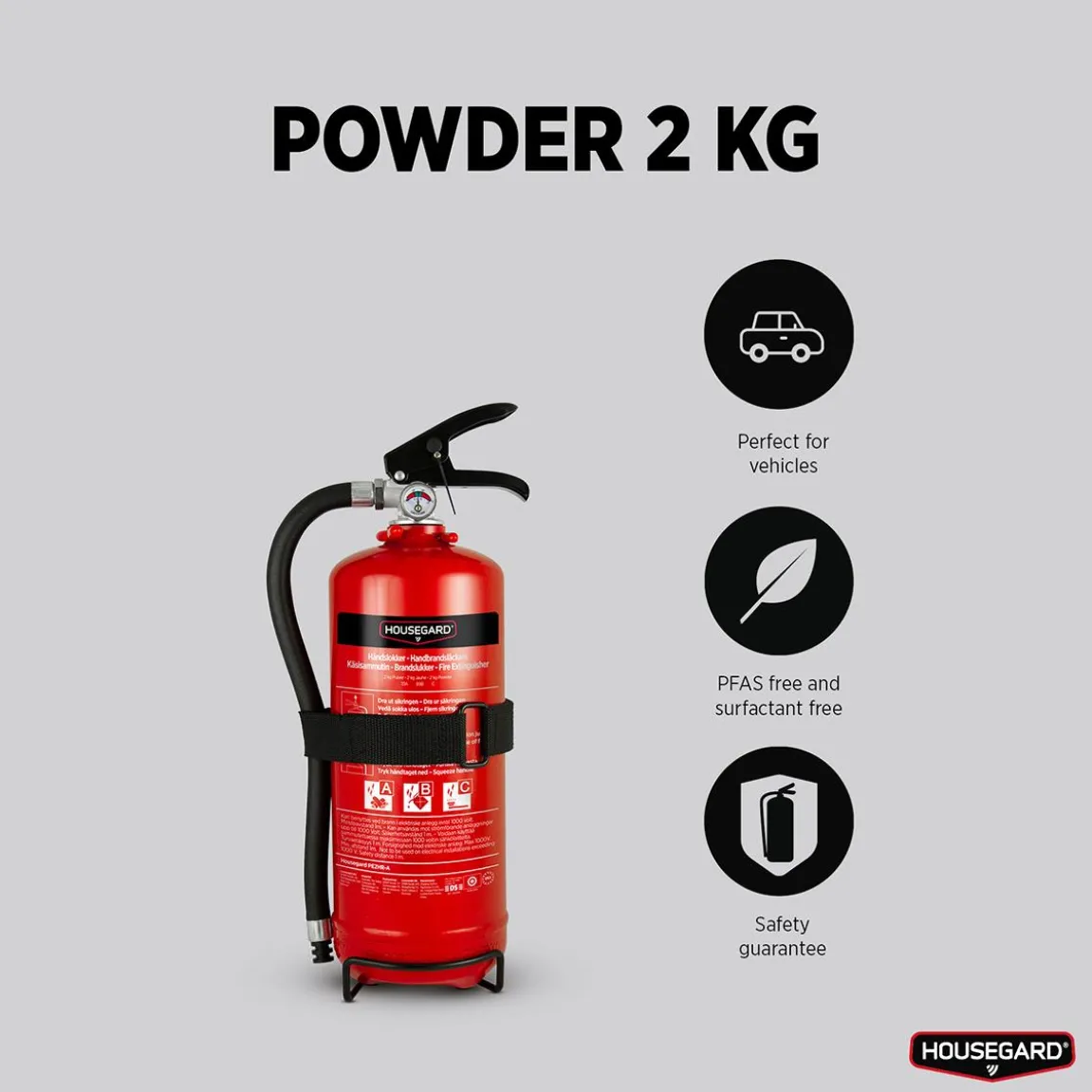 Brandsläckare Housegard Pulver Röd 2kg