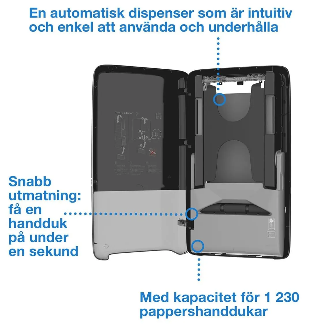Dispenser Pappershandduk Tork H5 Automatisk PeakServe Continuous Vit