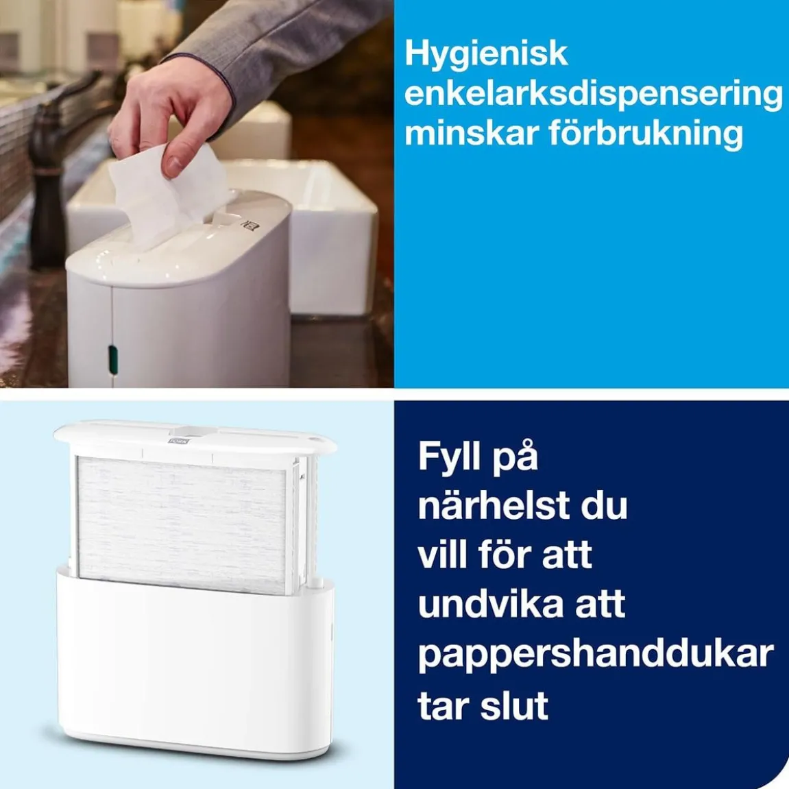Dispenser Pappershandduk Tork H2 Multifold Fristående Vit