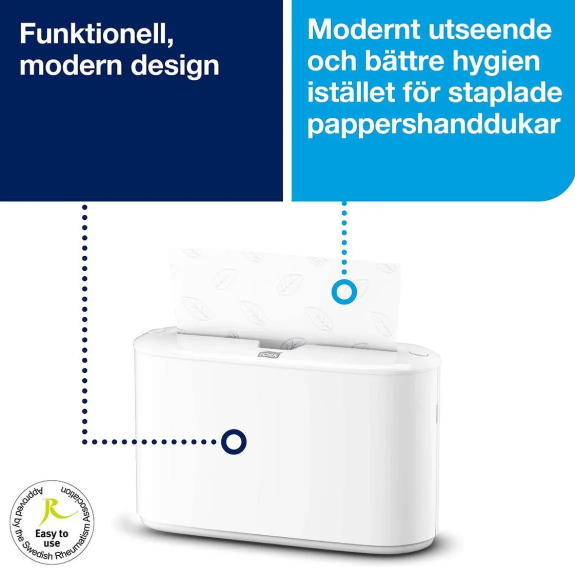 Dispenser Pappershandduk Tork H2 Multifold Fristående Vit