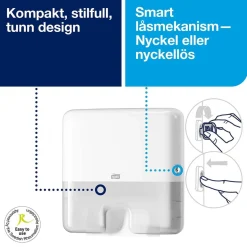 Dispenser Pappershandduk Tork H2 Multifold Mini Vit