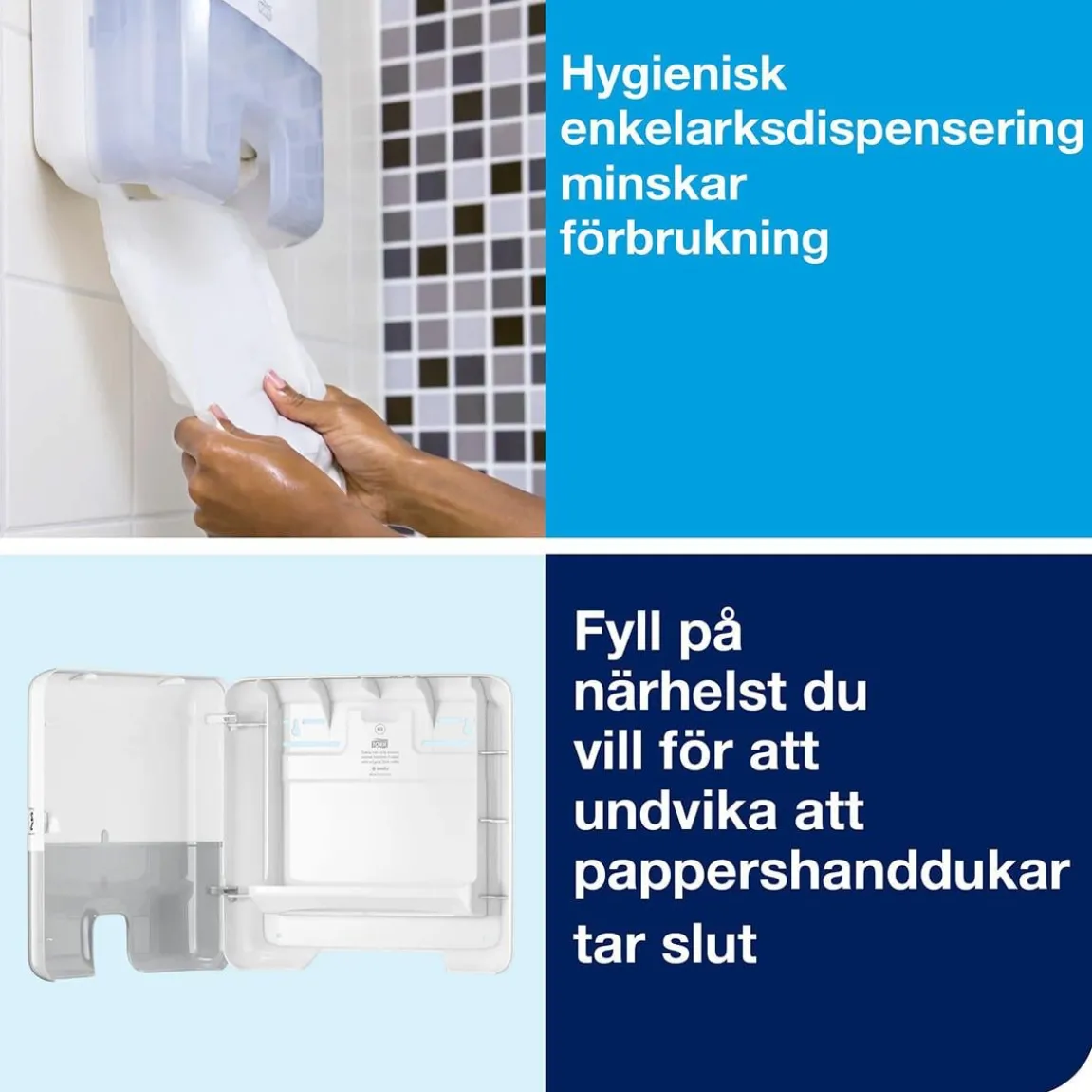Dispenser Pappershandduk Tork H2 Multifold Mini Vit
