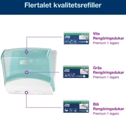 Dispenser Rengöringsduk Tork W4 Top Pack Turkos/Vit