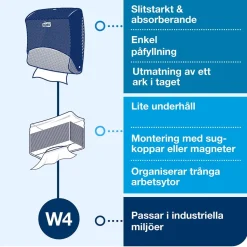 Dispenser Rengöringsduk Tork W4 Top Pack Turkos/Vit