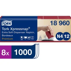 Dispenserservett Tork N4 2-lag Bordeaux 16,5x21,3cm