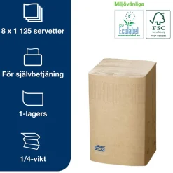 Dispenserservett Tork N4 1-lag Brun 21,3x33cm