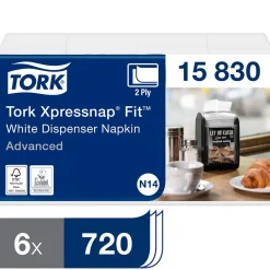 Dispenserservett Tork N14 2-lag Vit 16,5x21,3cm