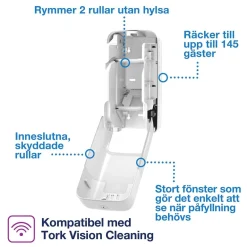 Dispenser Toalettpapper Tork T7 Coreless 2 Rullar Vit
