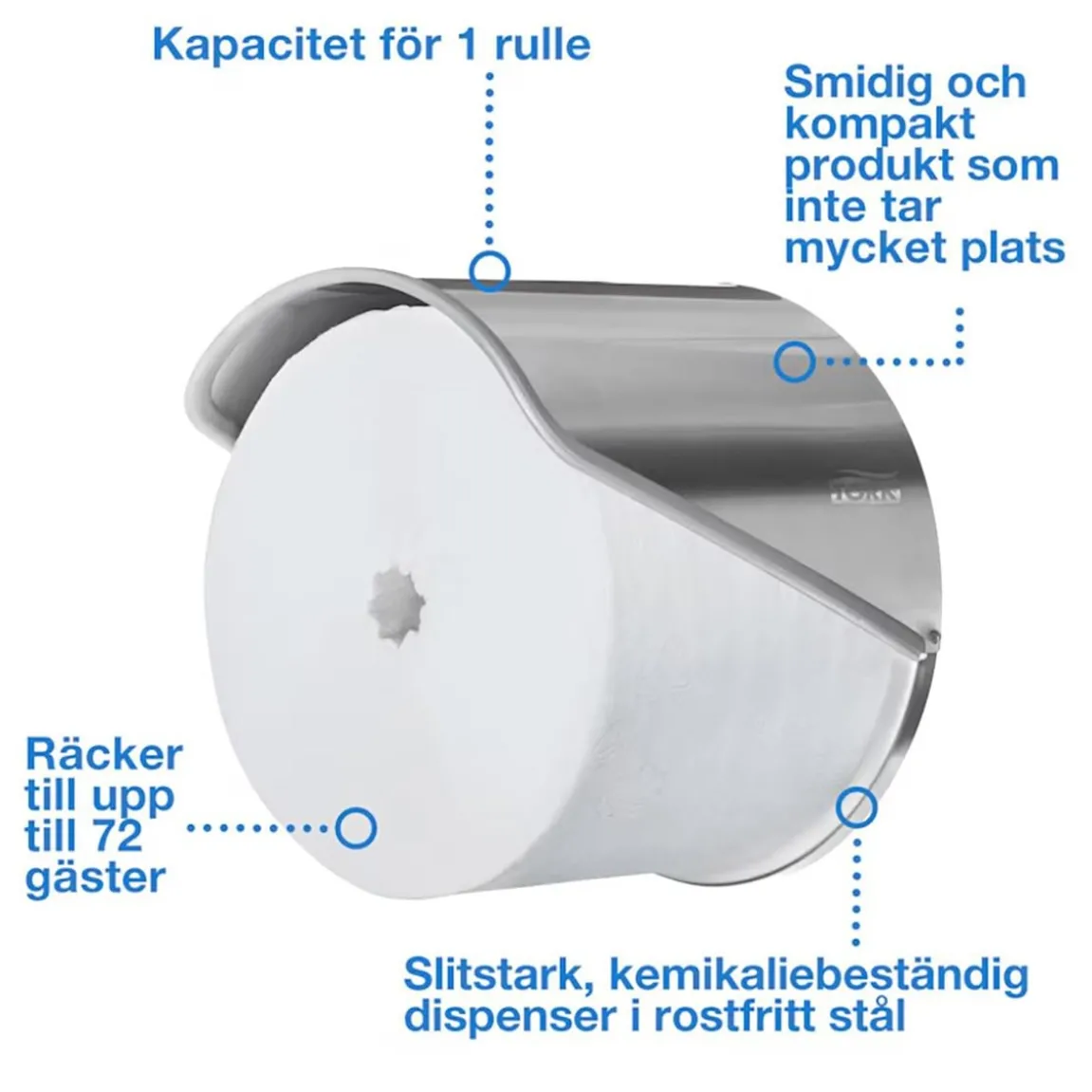 Dispenser Toalettpapper Tork T7 Coreless 1 Rulle Rostfri