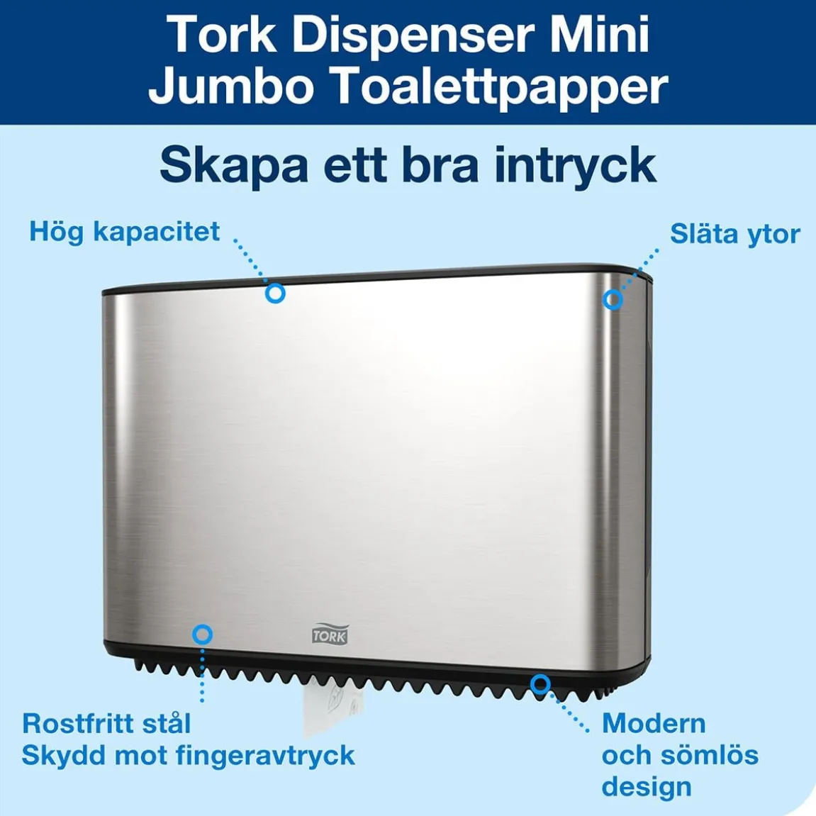 Dispenser Toalettpapper Tork T2 Mini Jumbo Stål/Svart