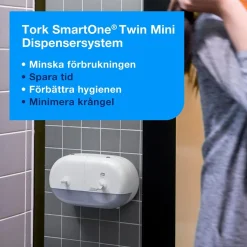 Dispenser Toalettpapper Tork T9 SmartOne Mini Twin Vit