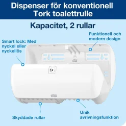 Dispenser Toalettpapper Tork T4 Twin Små Rullar Vit