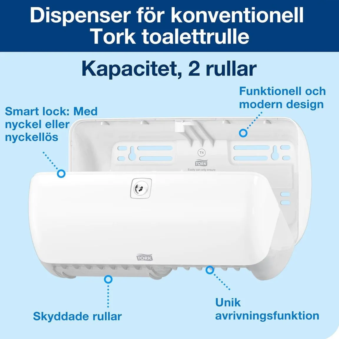 Dispenser Toalettpapper Tork T4 Twin Små Rullar Vit