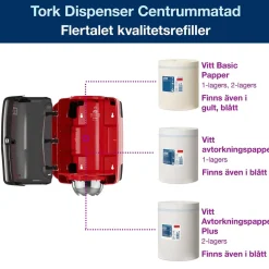 Dispenser Torkrulle Tork M2 Centrummatad Röd/Svart