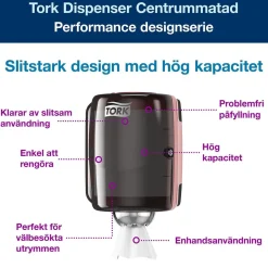 Dispenser Torkrulle Tork M2 Centrummatad Röd/Svart