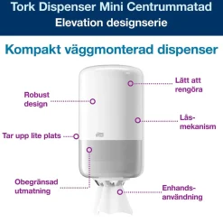 Dispenser Torkrulle Tork M1 Centrummatad Vit