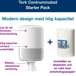 Dispenser Torkrulle Tork M2 Starterpack Centrummatad Vit