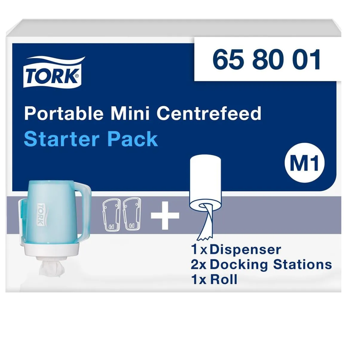 Dispenser Torkrulle Tork M1 Starterp Bärbar C-matad Turkos